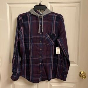 Mudd purple plaid cotton shirt. New with tax. Size medium.